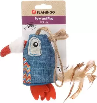 Flamingo Robla Vogel 32,5cm Textil mit Catnip Bändern & Federn bunt
