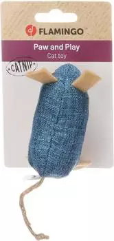 Flamingo Robla Maus 9,2cm Textil mit Catnip blau Jagd & Spielspaß