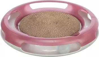 Trixie Race & Scratch - mit Kratzpappe und Spielball rutschfeste Gummifüße Ball aufschraubbar und mit Catnip oder Rassel befüllbar ø 37 cm 41415