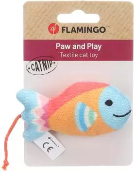 Flamingo Nitz Fisch 8,8cm Textil mit Catnip orange zum Jagen