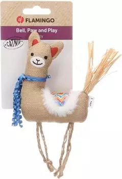 Flamingo Robla Alpaka 15,5cm Textil mit Rasselgeräusch Catnip & Bändern bunt weiches Spielzeug