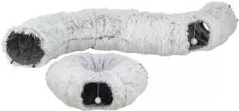 Trixie Katzentunnel Harvey individuell verstellbar &oslash; 25 &times; 160 cm grau Donut Katzenbett zum Spielen & Entdecken 42983