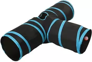 vidaXL 3-Way Cat Tunnel Black/Blue