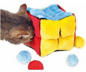 Trixie Pl&uuml;schw&uuml;rfel mit 4 Catnip-B&auml;llen (14 cm)