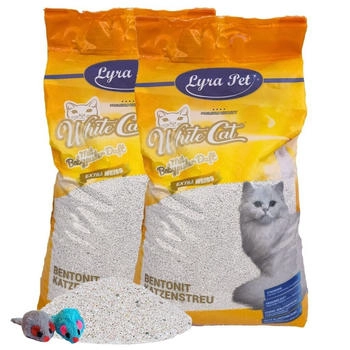 Lyra Pet White Cat&reg; 2 x 15 Li Bentonit mit Babypuderduft + 2 M&auml;use (43150-001-Z5)