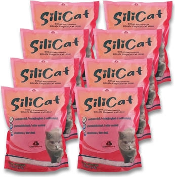 CatAmore Silicat Silikat Katzenstreu 8 x 3,8 l (30 l) Hochabsorbierend staubfrei geruchsbindend antibakteriell Nicht klumpend für empfindliche Katzen geeignet