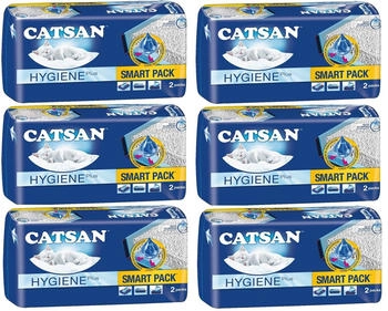 CATSAN Katzenstreu Hygiene Plus SMART PACK 12 x 4L (48L) (XXL Vorratspack) nicht-klumpend & geruchsbindend auf saugfähigem Vlies