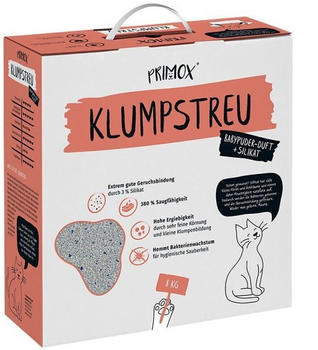 Primox Katzenstreu klumpend Babypuderduft und 3% Silikat 8kg