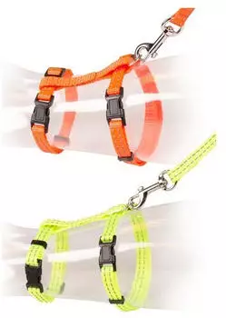 Duvo+ Reflektierendes Katzen-Spazierset Uni neonfarben