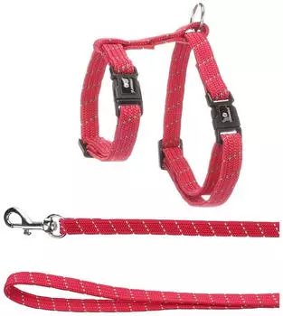 Flamingo Katze Geschirr mit Leine K&auml;tzchen Elza Korallenrot 15-22cm 20-30cm 120cm 10mm