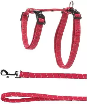 Flamingo Katze Geschirr mit Leine Große Katzen Elza Korallenrot 22-32cm 35-56cm 120cm 12mm
