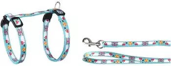 Flamingo Geschirr mit Leine f&uuml;r Katzen Arwen Blau Verstellbar 20-35 cm 25-45 cm