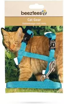 Beeztees Geschirr Katzengeschirr Uni Nylon hellblau