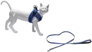 Beeztees Katzengeschirr mit Leine Parinca blau S/M Nylon Halsumfang ca. 23-28 cm Brustumfang ca. 31 37 cm