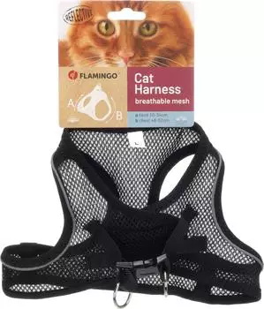 Flamingo Katze Geschirr Step&Go Berta Schwarz L 30-34cm 48-52cm