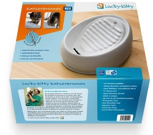 Lucky-Kitty Keramik Katzenbrunnen weiß