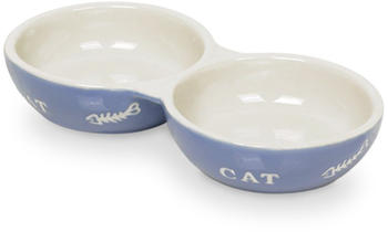 Nobby Katzen Keramik Doppelnapf CAT hellblau beige