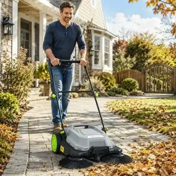 Outsunny Handkehrmaschine 68cm Arbeitsbreite 24L Schmutzbeh&auml;lter (DE84H-770V00GY0431)