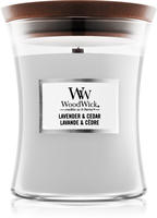 Woodwick Lavender & Cedar Duftkerze mit Holzdocht 275 g, Grundpreis: &euro;...