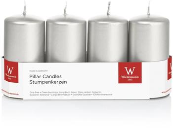 Wiedemann Kerzen Stumpenkerzen silber, 100 x 50 mm 4 Stück (WK218163.27)
