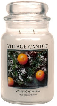Village Candle Winter Clementine Duftkerze im Glas, groß, 602 ml, Weiß
