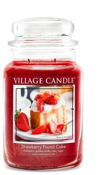 Village Candle Große Duftkerze im Glas, 740 ml, Erdbeerpfundkuchen-Duft