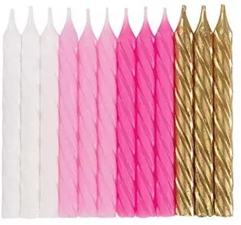 Unique Geburtstagskerzen Pink, Weiß & Gold, 24 Stück (19972)