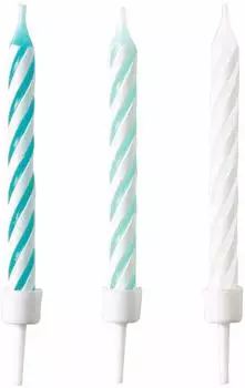 Amscan Aqua Glamour Tortenkerzen mit Halter, 10 Stück, 7,5cm (9904365)