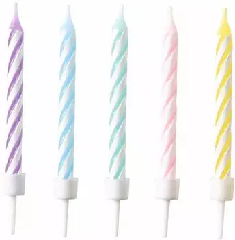Amscan Geburtstagskerzen Spirale Pastell Regenbogen 6,3cm, 10 Stück (9904360)