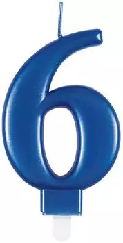 Unique Kerze Zahl 6 Metallic Blau (19616)