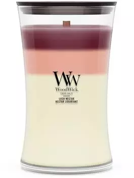 WoodWick Trilogy Lush Nectar Duftkerze mit Holzdocht 610 g