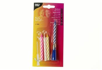 Papstar Musikkerze 12cm farbig sortiert Happy Birthday mit 3 Ersatzkerzen (19420)