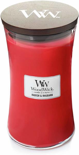 WoodWick Retich und rhabarber große Duftkerze Classic mit Holzdeckel 609,5g Glas rot 10,3x10,6x17,7cm (93048)