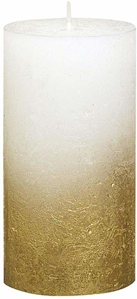 Bolsius Rustik 13x6,8cm weiß/gold