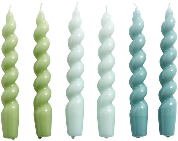 HAY Set of 6 Twisted Candles Blue/Green