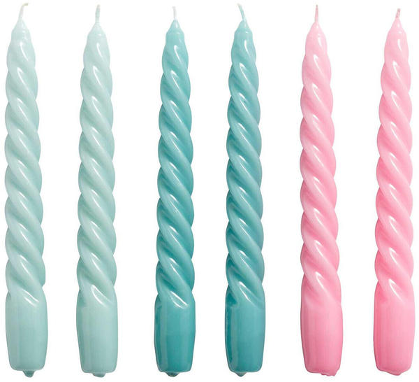 HAY Set of 6 Twisted Candles Pink/Blue