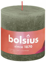 Bolsius - Rustik Stumpenkerzen Olivengr&uuml;n, H&ouml;he 10 Cm, &Oslash; 10 Cm Stumpen- Und