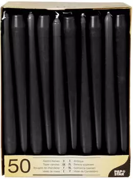 Papstar Leuchterkerzen 50-Stk. schwarz (10392)