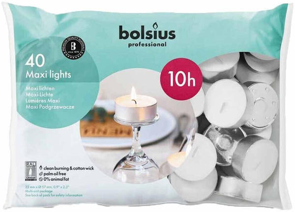 Bolsius Maxi lights 5,7x2,2cm 40-STk weiß (103431104800)