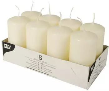 Papstar Stumpenkerze 50/100mm (8 Stk.) creme