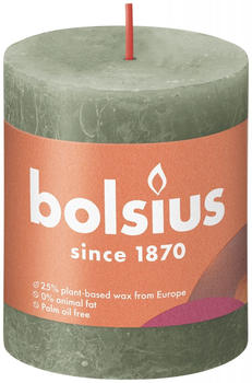 Bolsius Rustik Stumpenkerze 80/68mm olivengrün