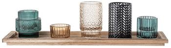 Bloomingville Windlicht mit Holztablett 6 Teile Multi