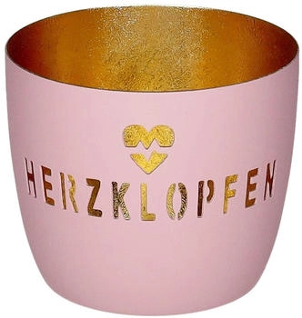 Gift Company Madras Windlicht M Herzklopfen rosa/gold 8,5cm