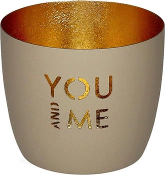 Gift Company Madras Windlicht M You and me sandstone/gold 8,5cm