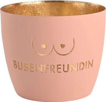 Gift Company Madras Windlicht M Busenfreundin pastellrosa/gold 8,5cm