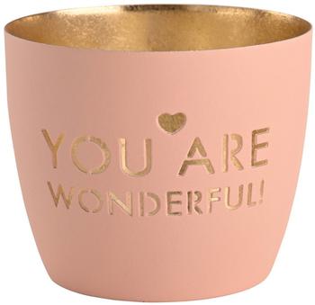 Gift Company Madras Windlicht M You are wonderful! pastellrosa/ gold 8,5cm