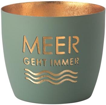 Gift Company Madras Windlicht M Meer geht immer powder blue/gold 8,5cm