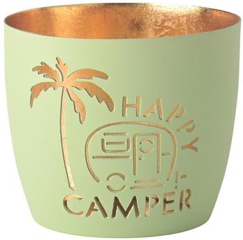 Gift Company Madras Windlicht M Happy camper pastellgrün/gold 8,5cm