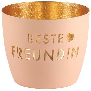 Gift Company Madras Windlicht M Beste Freundin pastellorange/gold 8,5cm