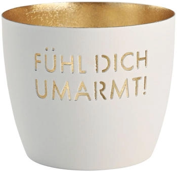 Gift Company Madras Windlicht M Fühl dich umarmt! weiß/gold 8,5cm
